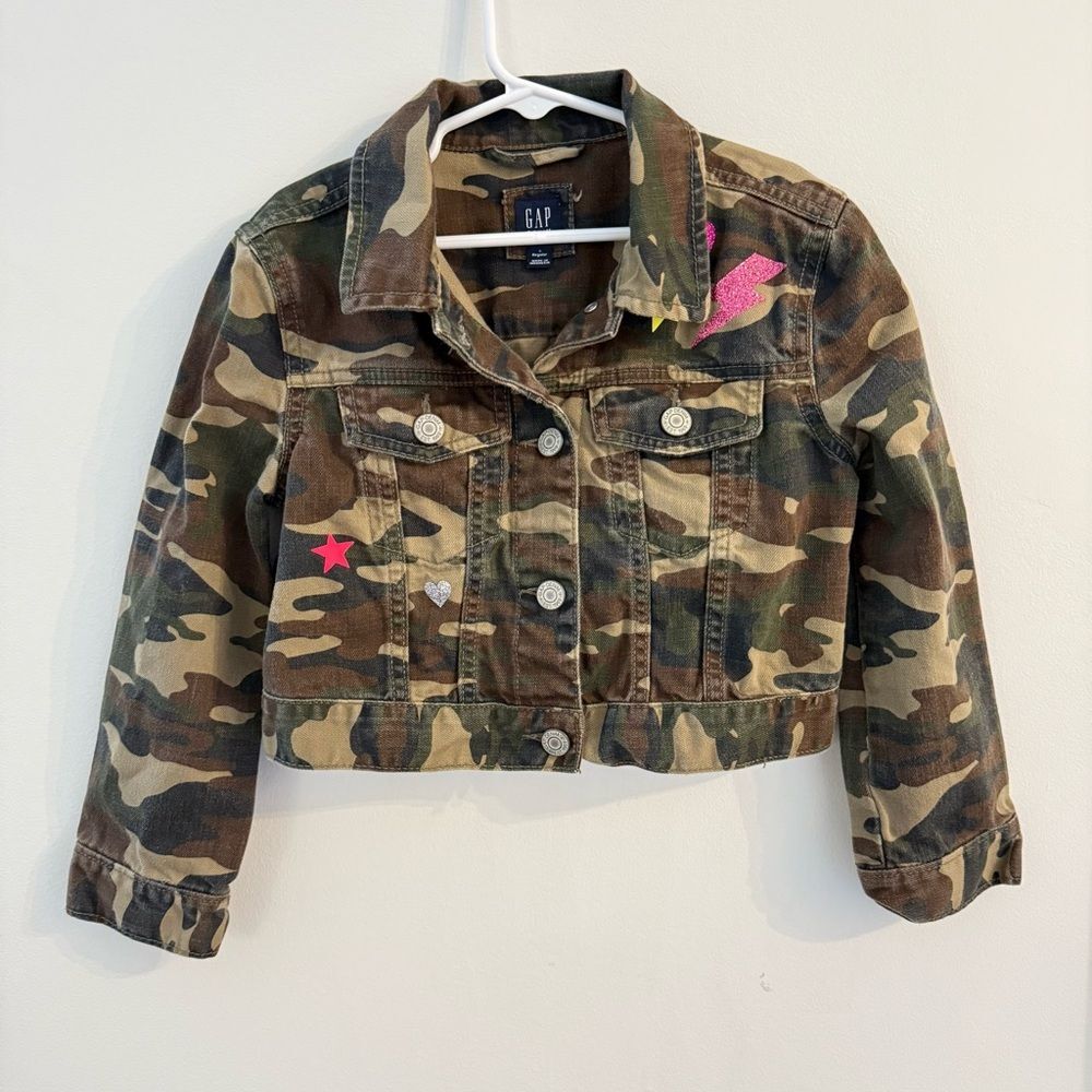 GAP Camouflage Jean Jacket Denim Pink Detail S